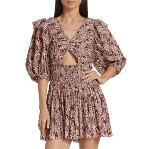 SEA Priya Printed Puff Sleeve Organic Cotton Romper NWT Size 0